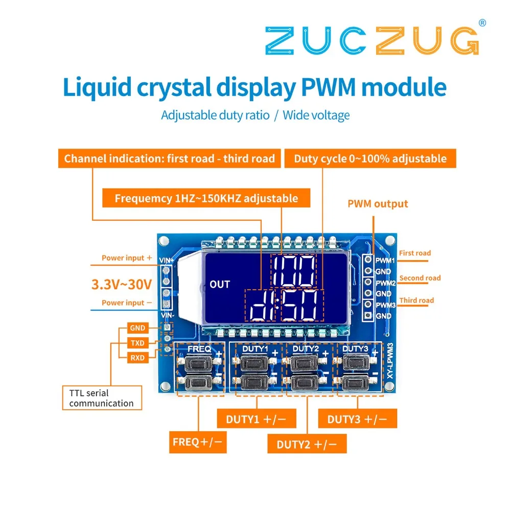 

Signal Generator PWM Pulse Frequency Duty Cycle Adjustable Module LCD Display