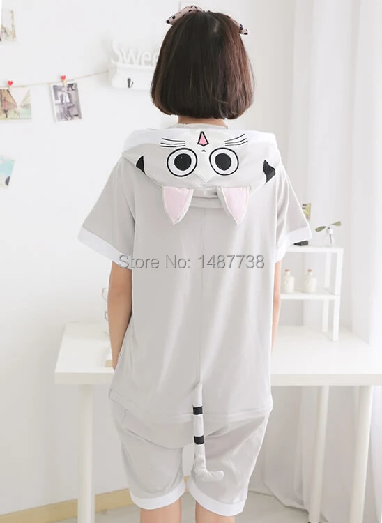 New 100% Cotton Novelty Anime Animal Chi's Sweet Home Cheese cat Summer Onesie for WomenMen Adults Pajamas Sleepwear 7.jpg