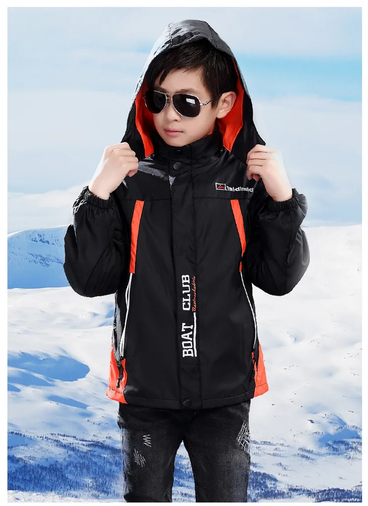Куртка для пеших прогулок для мальчиков; детская ветровка с отстегивающимся верхом на весну и осень; бархатная Детская куртка