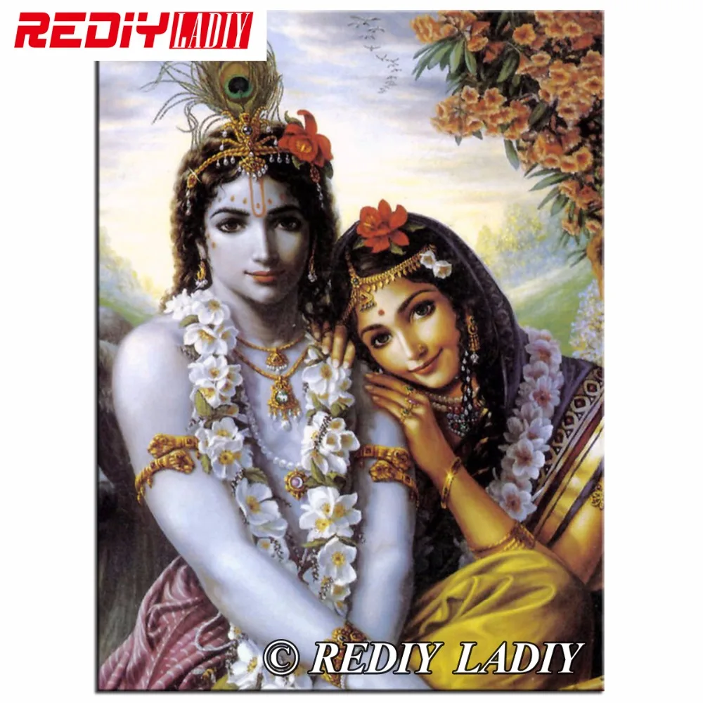 

Paintings Rhinestones Religious St Radha And Krishna 5D Round Diamond Mosaic Needlework Embroidery Home Decor Religious Paint