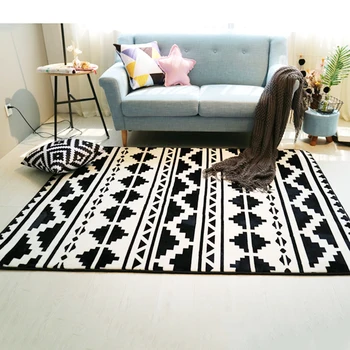 

Fashion Black White Geometric Ethnic Hallway Living Room Bedroom Decorative Carpet Area Rug Floor Bathroom Foot Yoga Play Mat