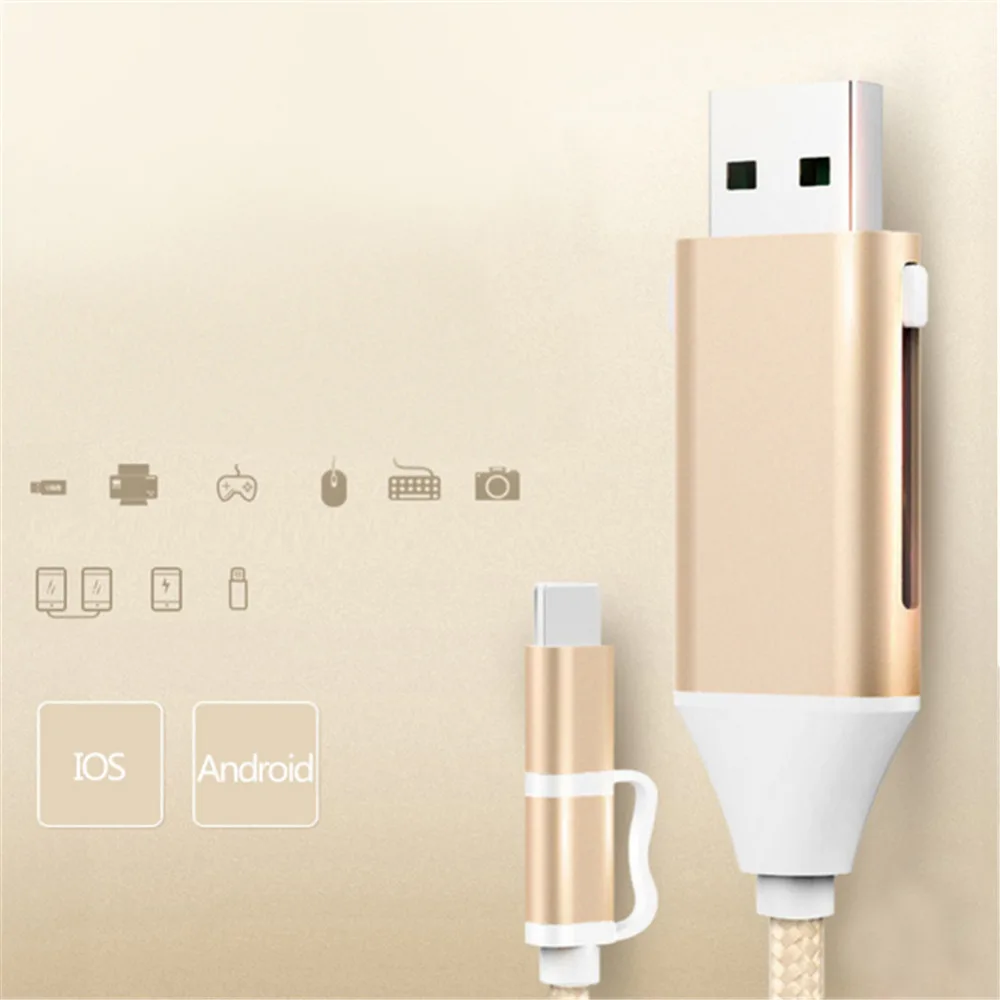 1m 2 in 1 Multifunction OTG USB Power Charging To Charger Data Fast Charging Cable For