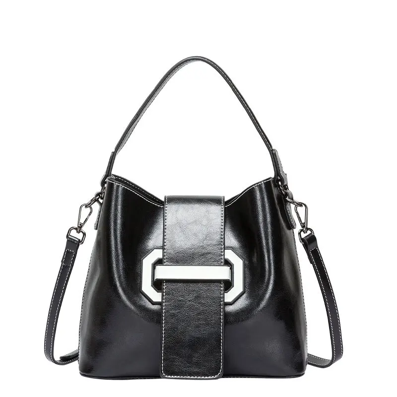 Кожаные сумочки дикая сумка Повседневная простая сумка-мешок плечо диагональ женская сумка большой емкости