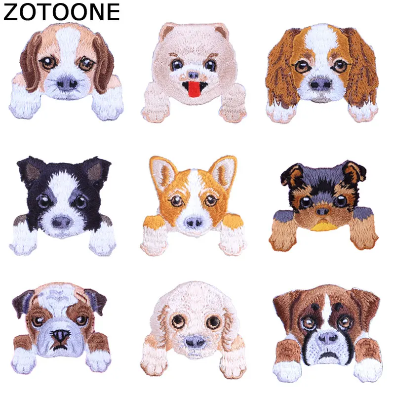 

ZOTOONE Dog Patches Diy Stickers Cute Patch Iron on Clothes Heat Transfer Applique Embroidered Applications Cloth Fabric G