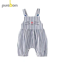 Pureborn/детские штаны на подтяжках; Комбинезоны для маленьких мальчиков и девочек; комбинезон в полоску с героями мультфильмов для детей; одежда для детей; сезон лето-весна-осень