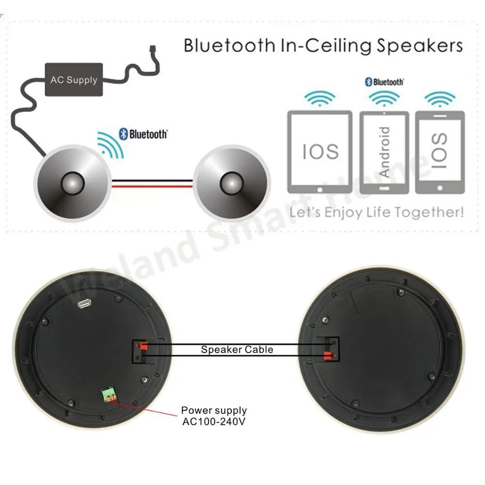 Active Wireless Loudspeaker Built In Power Supply In Ceiling