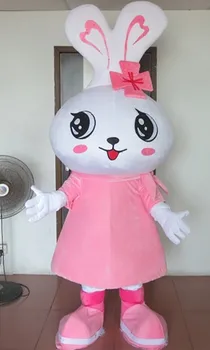 

garment Big head pink rabbit Mascot Costumes cartoon doll animals for Halloween party event