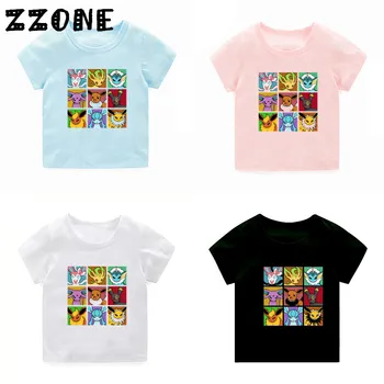 

Children Pokemon Go Pop Eeveelutions Print Cartoon T shirt Boys and Girls Summer Tops Kids Funny T-shirt,5091C