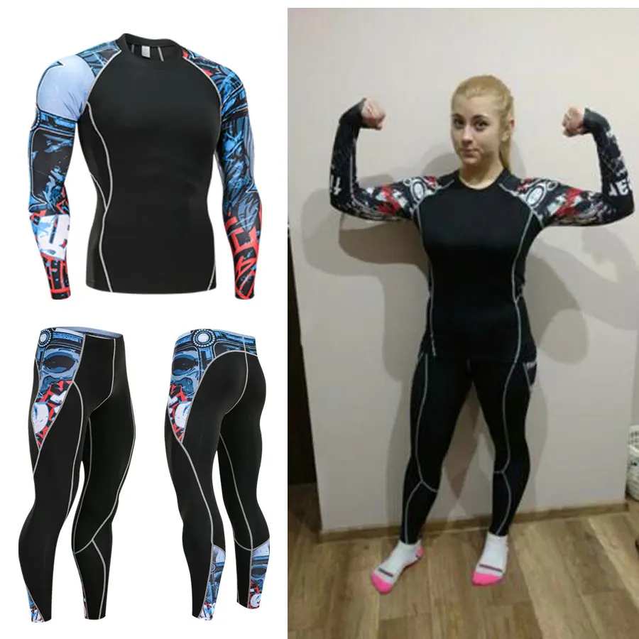 2018 19 Suit Women Sports Women's Running Suit Fleece Thermal Underwear Compression Tights Shirt +Training Leggings 2 Piece kit women s new fashion sports bra fitness underwear beauty vest yoga suit 2pieces set