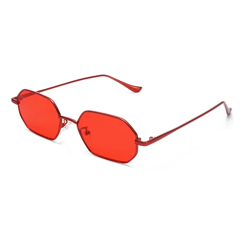 Новые модные полигональные Квадратные Солнцезащитные очки для женщин, предотвращающие нагревание очков, оправа из сплава, женские солнцезащитные очки, фирменный дизайн, красные очки - Цвет линз: 1
