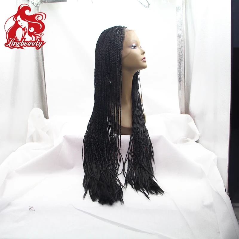 

The Fashion Braid Wigs Cool Black Long Hair Synthetic Braided Lace Front Wig High Quality The Best For Black Women