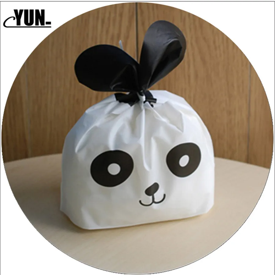 

20pcs/lot Cute panda Ear Cookie Bags Gift Bags For Candy Biscuits Snack Baking Package Wedding Favors Supplies 7D