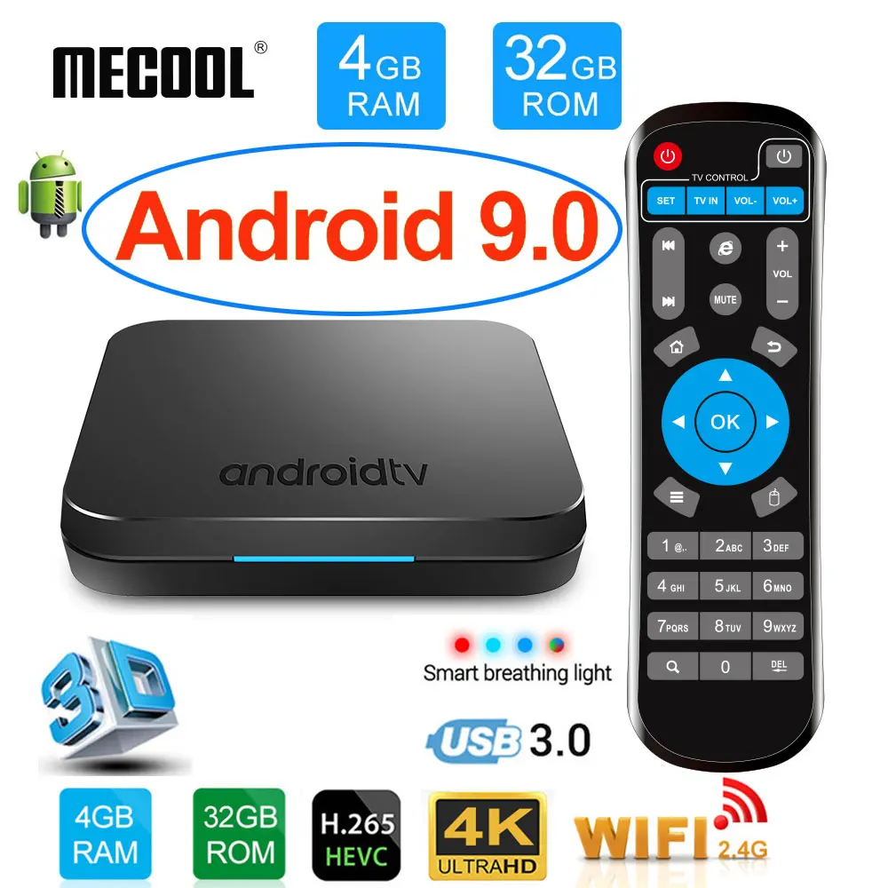 MECOOL KM9 Android 9.0 Smart TV Box Amlogic S905X2 DDR4 4GB RAM 32GB ROM USB3.0 4K HDR 2.4Ghz/5GHz Wifi BT4.1 IPTV Set top box