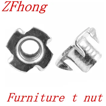 

20pcs M3 M4 M5 M6 M8 M10 Zinc Plated Four Claws Nut Speaker Nut T-nut Blind Pronged Tee Nut Furniture Hardware
