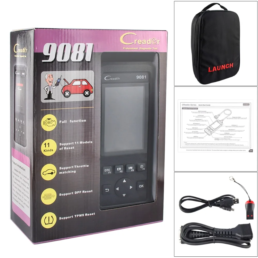 LAUNCH CReader 9081 Full OBD2 сканер/сканер диагностический инструмент + ABS Bleeding Oil EPB BMS SAS DPF CR