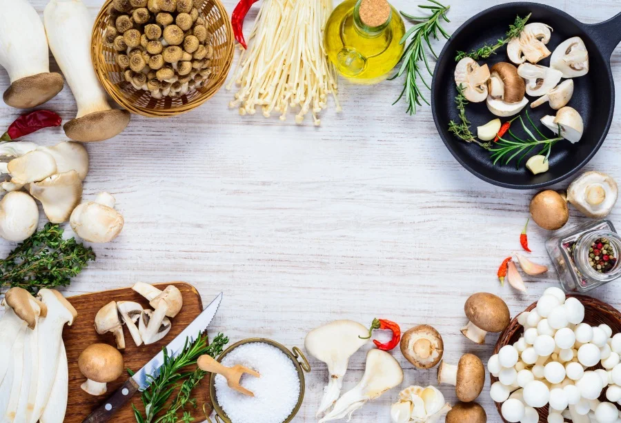 

Laeacco Wooden Board Vegetables Ingredients Seasoning Photography Backgrounds Customized Photographic Backdrops For Photo Studio