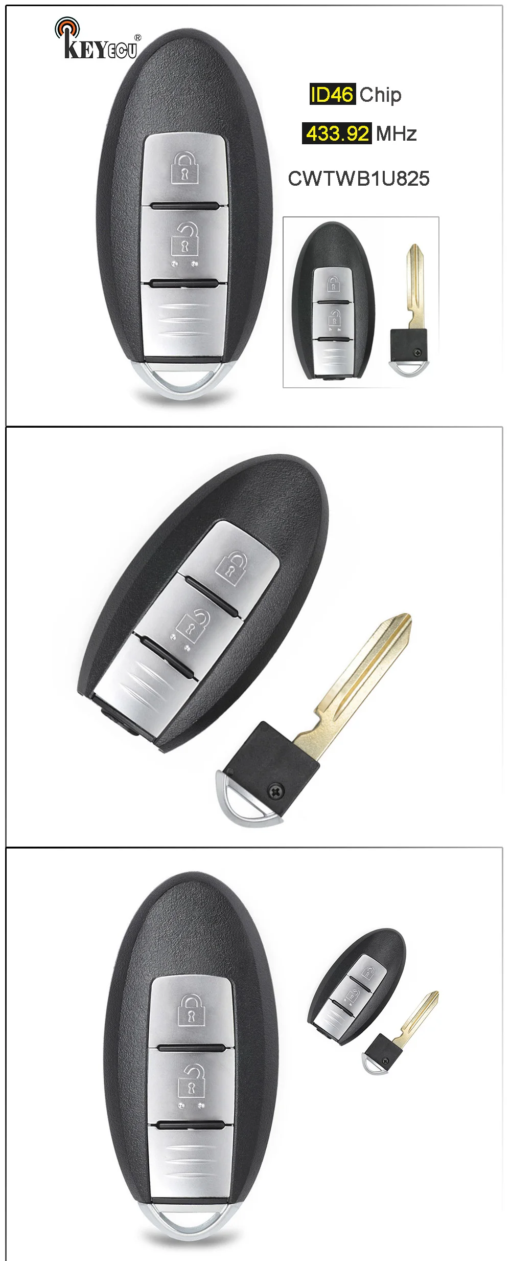 Keyforkess 433.92MHz ID46 Chip ID FCC: muslimb TWB1G662 Smart Remote Car Key Fob 2 pulsanti per Nissan Micra Juke Note Leaf Cube - HTB1gHVqS6DpK1RjSZFrq6y78VXaS