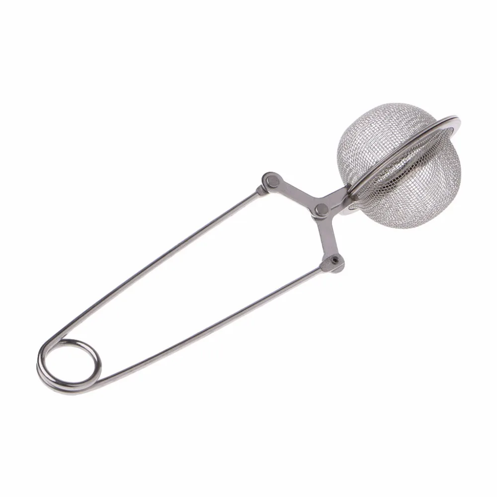Handle Mesh Strainer Snap Ball Loose Leaf Tea Infuser Stainless Steel