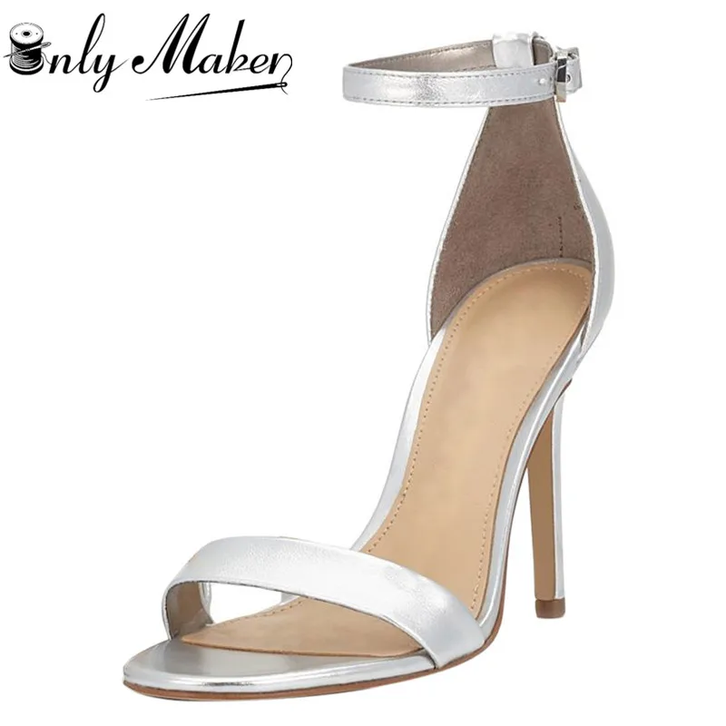 Onlymaker Brand Sandals Pumps 11cm~13cm Thin High Heels Shoes Women's Gold Color Sexy Sandals Ankle Strap Sandals Plus Size 13