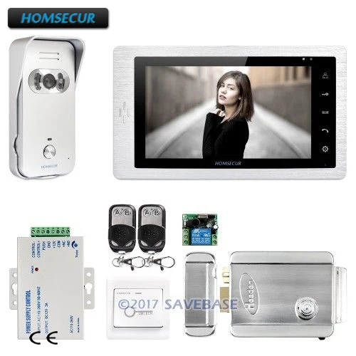 HOMSECUR 7 &quotвидео домофон система телефонных звонков 1C1M + Электрический замок