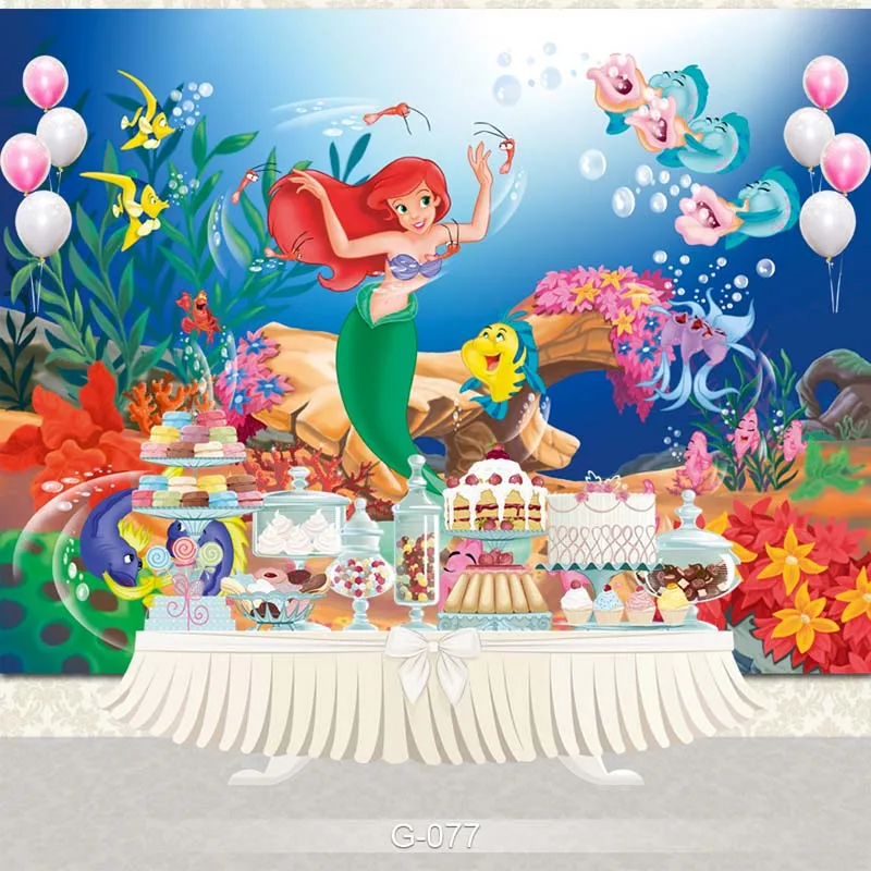 Vinyl Photography Background Cartoon Little Mermaid fish