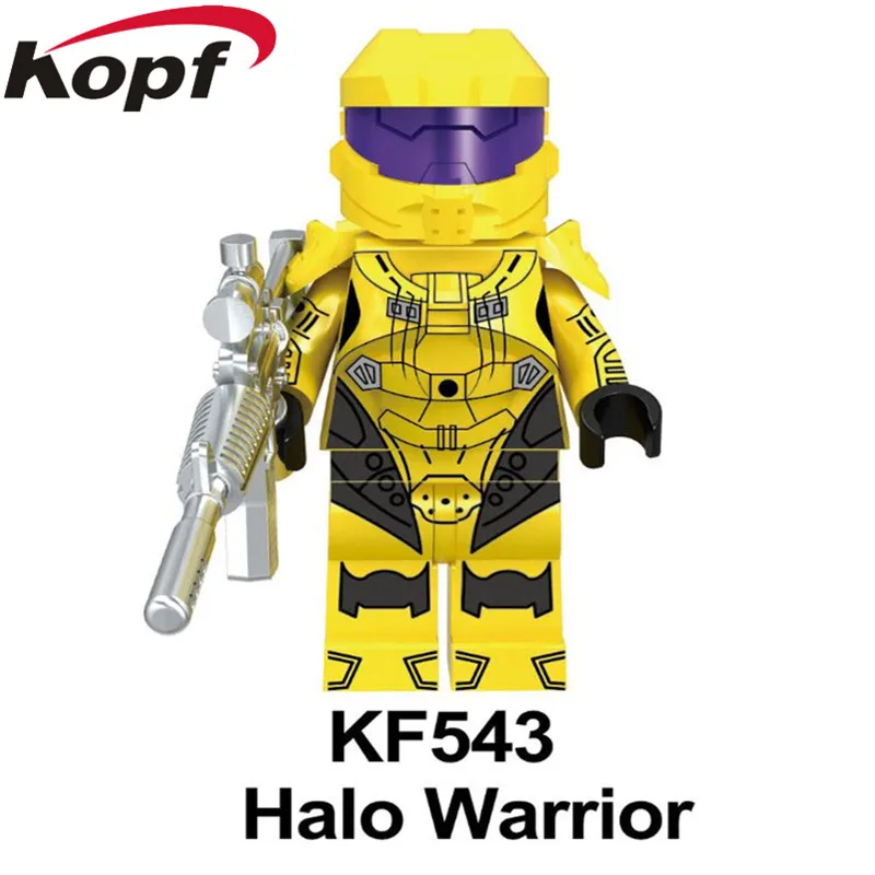 Одиночная строительные блоки кирпичи с настоящим металлическим оружием серии Halo Spartan Solider модель Worrior Подарочные игрушки для детей KF6043