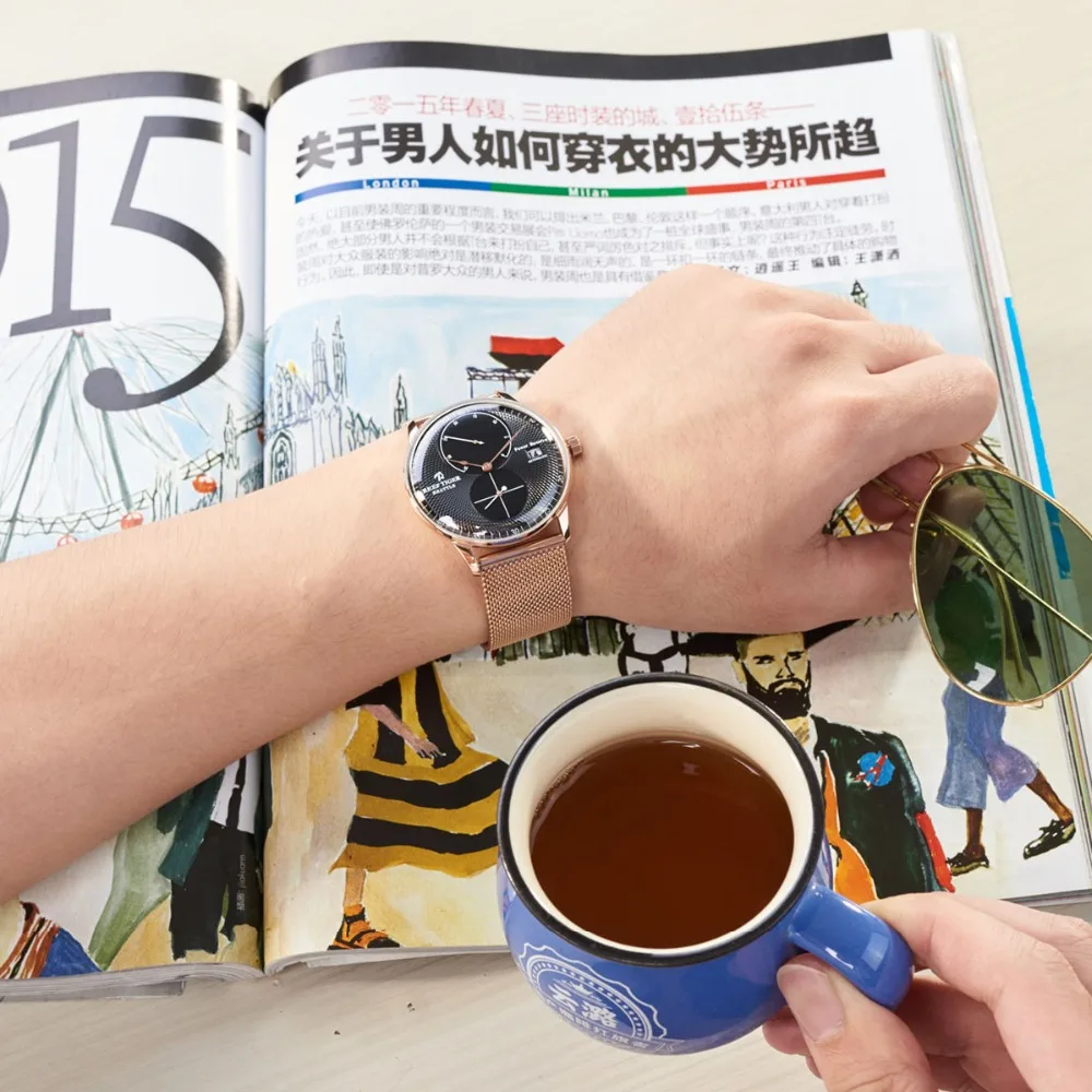  2019 New Arrival Reef Tiger/RT Top Brand Luxury Watches for Men Date Waterproof Watches Rose Gold A
