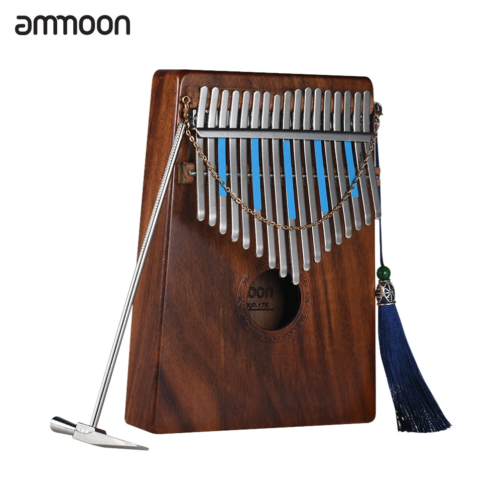 Ammoon AKP 17K 17 Key Kalimba Mbira Sanza большой палец фортепиано Гавайский КоА из массива дерева
