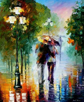

Framed painting by number coloring by numbers hand painted canvas picture oil painting home decor walking in rain