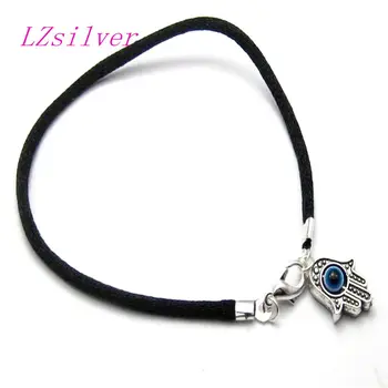 

100Pcs Black String Kabbalah eye bead Hamsa Hand Charms Good Luck Bracelets A01126