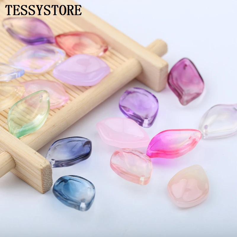 

10pcs Petals Shape Lampwork Beads The Three-dimensional Shape Glass Beads For Jewelry Making Hairpin Handmade DIY Accessories