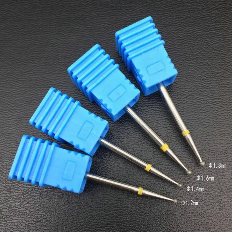 

4 PCS/Set Ball Diamond Nail Drill 1.2 1.4 1.6 1.8 mm Rotate Milling Cutter Cuticle Clean Electric Bits for Manicure