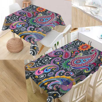 

Paisley Pattern Custom Table Cloth Oxford Print Rectangular Waterproof Oilproof Table Cover Square Wedding Tablecloth
