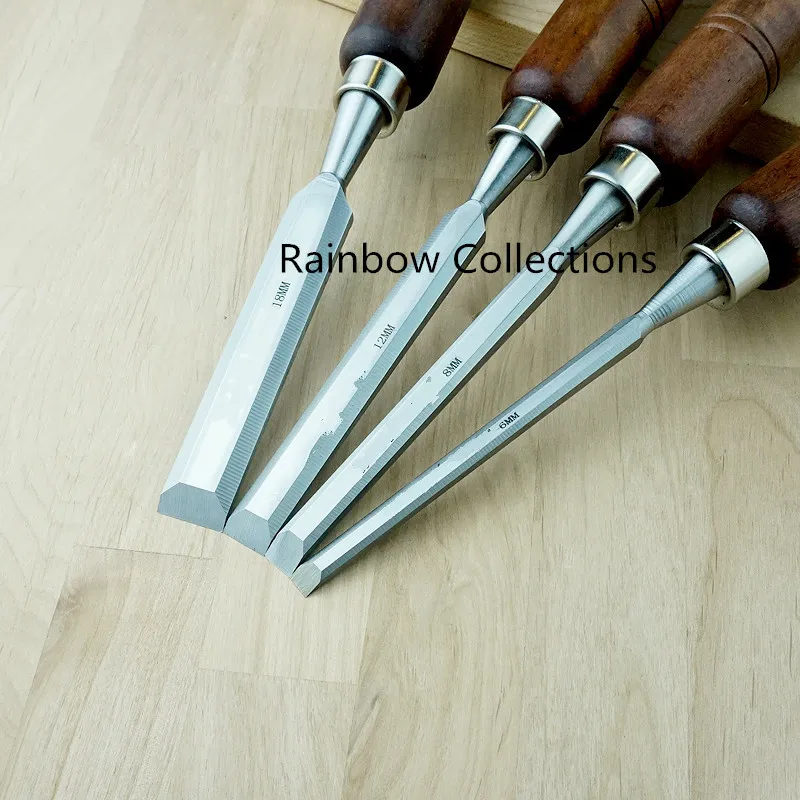 

4Pcs 6/8/12/18mm Wood Carving Hand Chisel Tool Set Hand Woodworking DIY Tool Knife Woodworking Chisel Set Professional Gouges