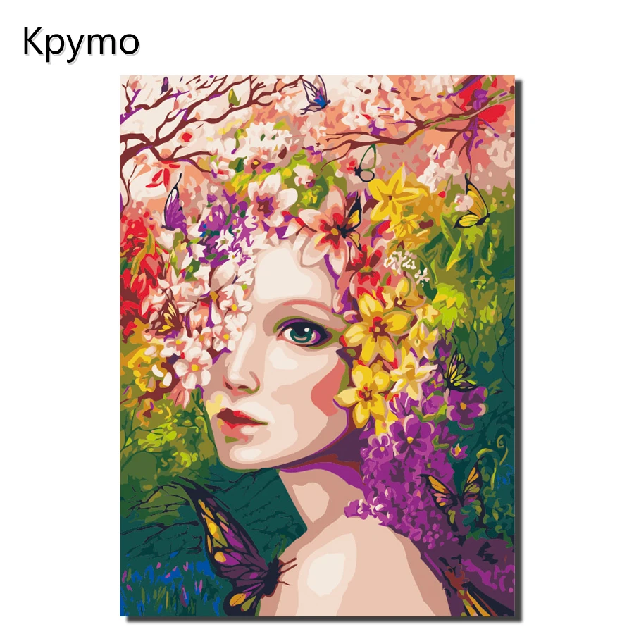 

Kpymo Flower Fairy Painting By Numbers Colorful butterfly On Canvas Modern Wall Pictures Art For Living Room Home Decoration