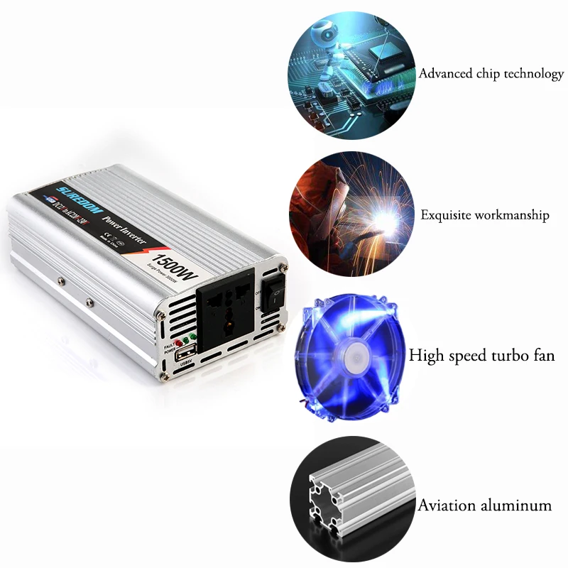 US $31.76 Meetrock Car Power Inverter 12v 220v Automobiles Omvormer 12 Naar 220 Volt Carregador Veicular Car Adapter Invertor Charge 1500w