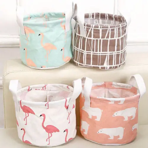 

Linen Desk Storage Box Jewelry Cosmetic Holder Stationery Organizer Case Bag NEW