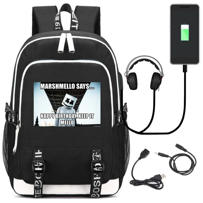 

DENGPAO dj marshmello helmet laptop backpack USB school bags for teenagers boys girls child fashion bookbag children's satchel