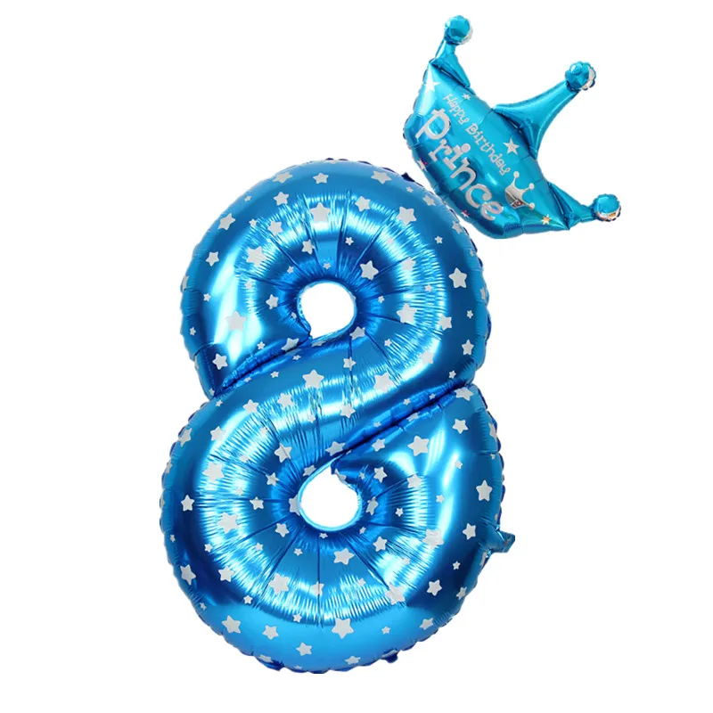 32 дюймов розовый и голубой номер 0-9 фольгированные шары цифры баллоны с гелием день рождения свадьбы декор воздушные шары события вечерние принадлежности - Цвет: blue 8