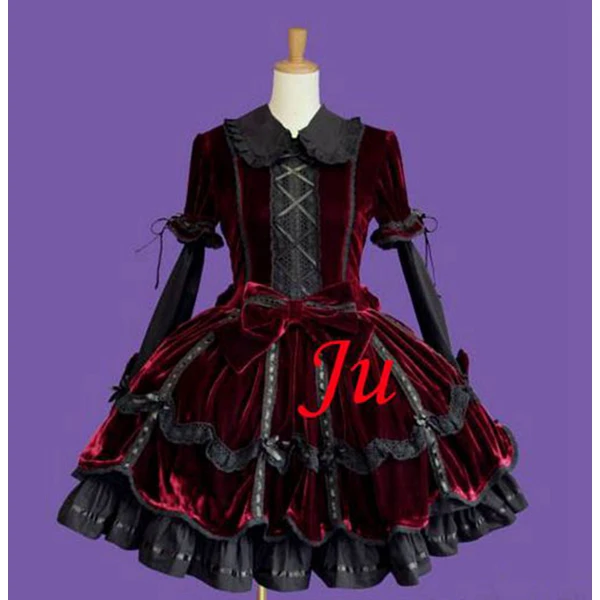 

Sissy Maid Gothic Lolita Punk Fashion Velvet Dress Cosplay Costume Tailor-made[CK751]