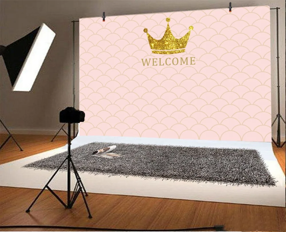 Laeacco Cartoon Crown Mermaid Scale Baby Birthday Photography Backgrounds Customized Photographic Backdrops For Photo Studio Laeacco Cartoon Crown Mermaid Scale Baby Birthday Photography Backgrounds Customized Photographic Backdrops For Photo Studio