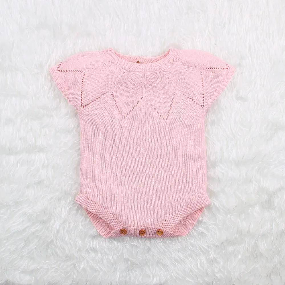 

Summer Baby Girl Bodysuits Fashion Flying Sleeve Newborns Bebes Onesie Jumpsuits Candy Color Knitting Infant Body Tops Kids Wear