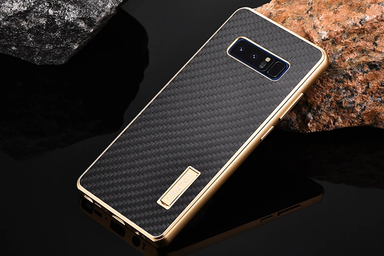 iMatch Luxury Aluminum Metal Bumper Carbon Fiber Back Cover Case for Samsung Galaxy Note 8