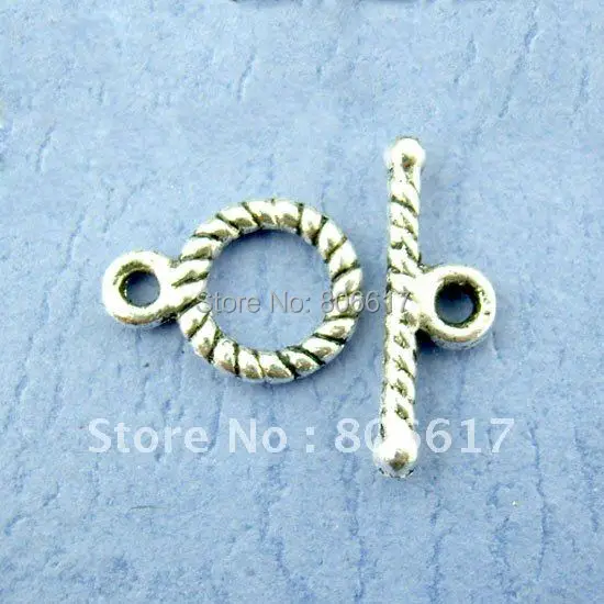 

Best Quality 50 Pcs Sets Silver Tone Toggle Clasps W/ Twisted Design Findings DIY Accessory Jewelry Making(W00659)