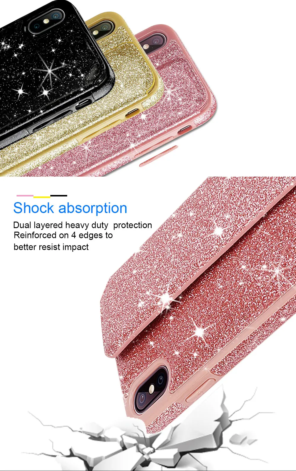 Portefeuille For iPhone 7 Case With Card Holder Glitter Leather Card Slot Flip Wallet Cover For iPhone X 8 Plus 6 6S Accessories (4)