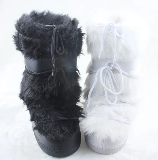 women's winter snow boots woman women hairy fur moon boots warm mid ...