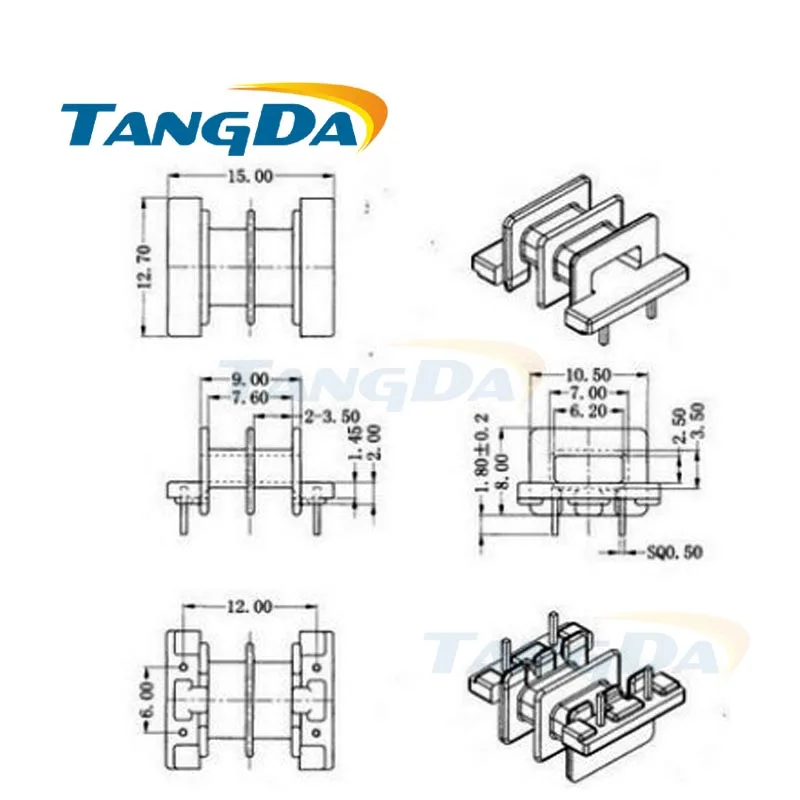 

Tangda EE EE15 Type 5+5 pin 10P Bobbin magnetic core + skeleton ferrites Power Transformer housing R15K Double groove 2 slot 2+2