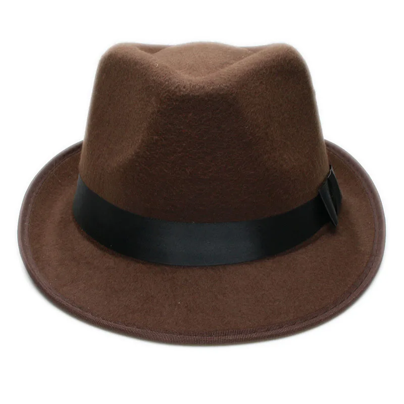 LUCKYLIANJI Retro Hard Felt Women Men Fold Wide Brim Billycock Sag Top Bowler Derby Jazz Fedora Panama Casual Hats (Size:57cm) cream fedora hat