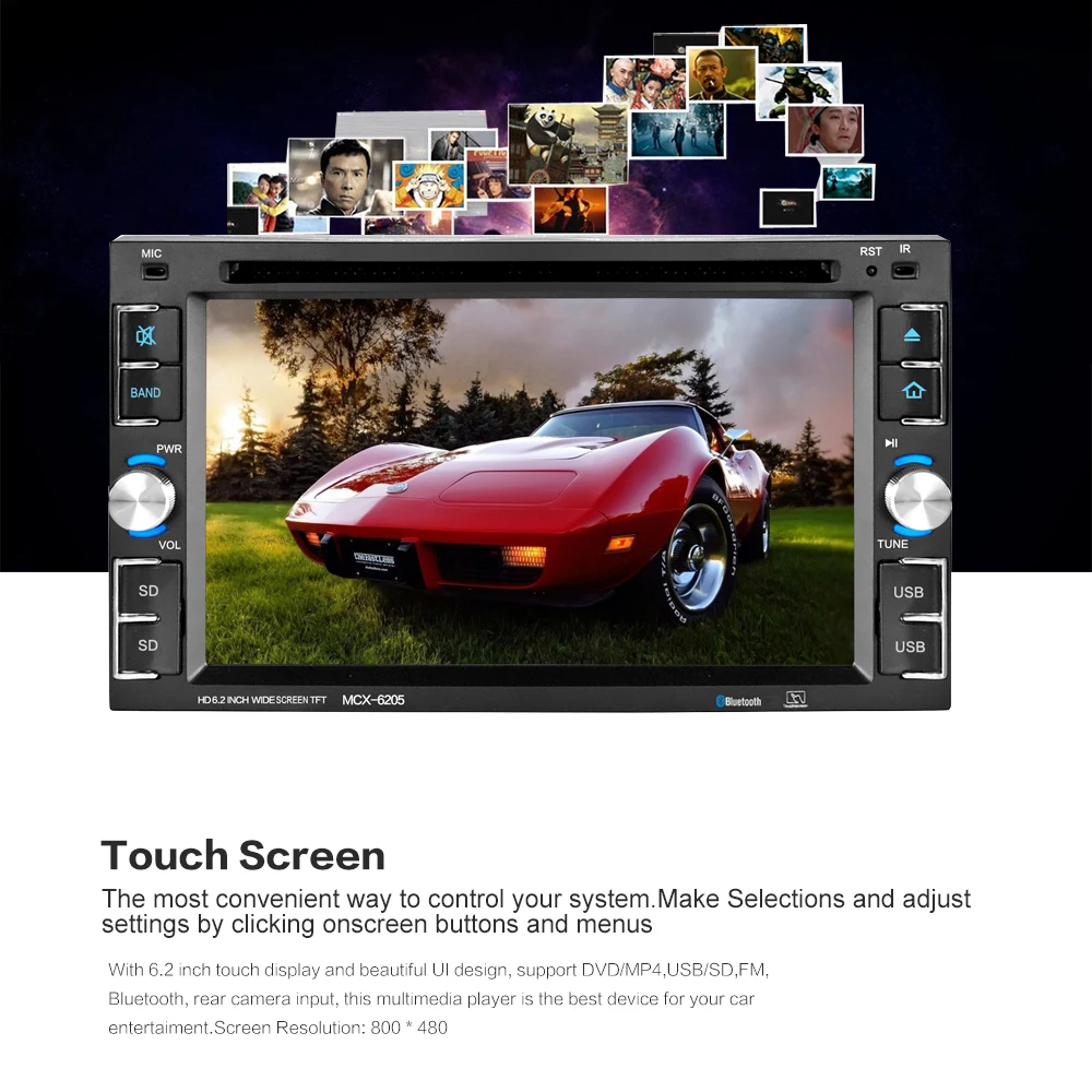 Sale car stereo Car MP5 Player 6.2 inch HD Touch Screen AM FM Radio Bluetooth USB Mirror Link function Auto Multimedia Player 2