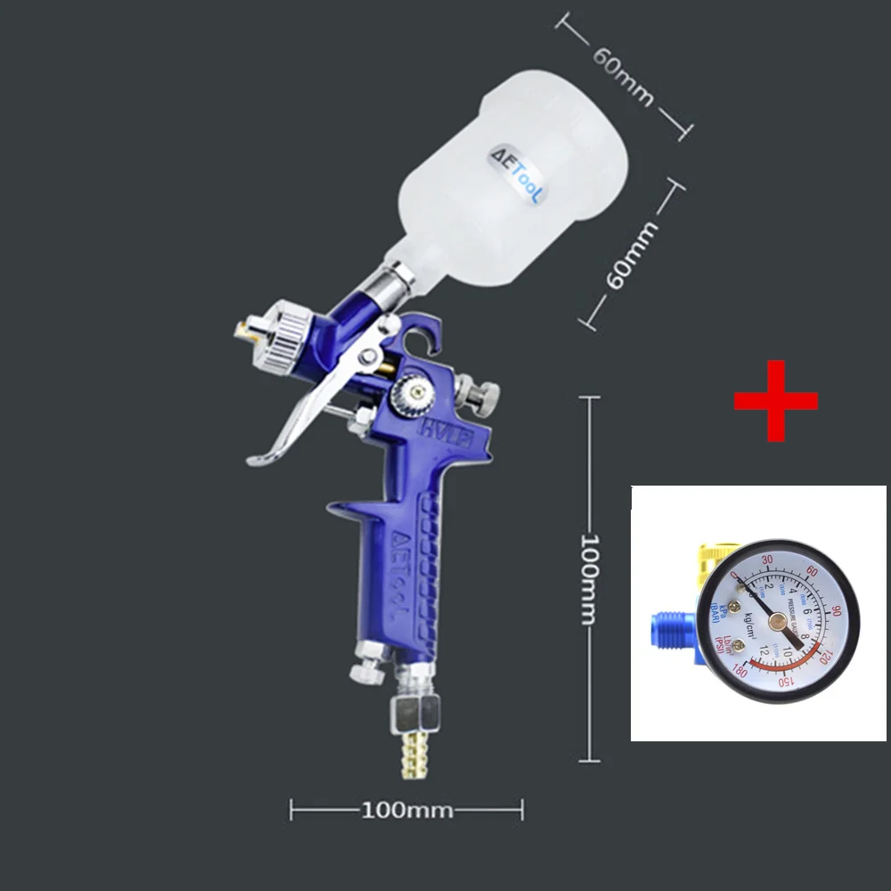 Профессиональный распылитель AETool 1,0 мм с насадкой HVLP, мини пневматические краскопульты, Аэрограф с воздушным регулятором, манометр для окрашивания автомобиля, аэрограф